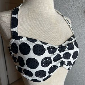 Jantzen polka dot sequin bikini top retro halter swimsuit